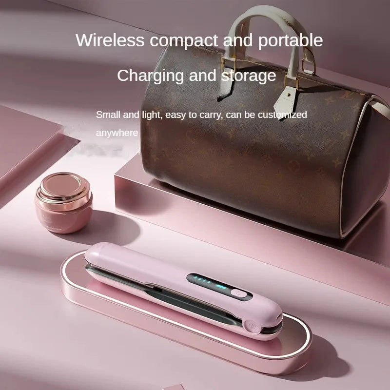 Wireless Hair Straightener Flat Iron Mini 2 IN 1 Roller USB 