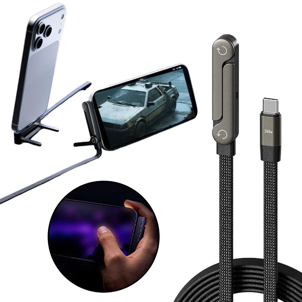 Fast Charging Foldable Bracket Data Cable 2-in-1 Data Wire