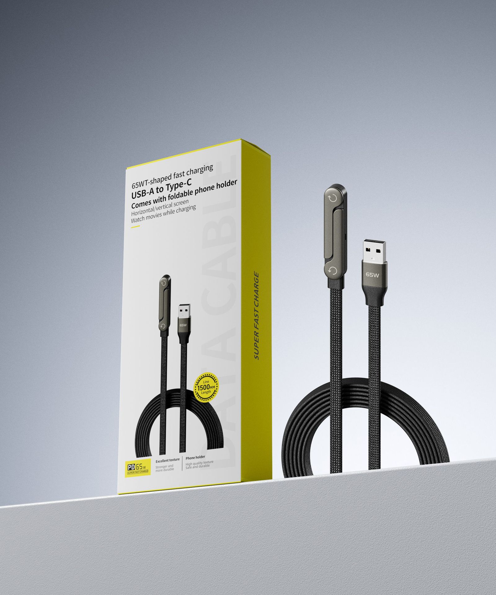 Fast Charging Foldable Bracket Data Cable 2-in-1 Data Wire