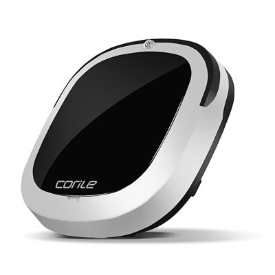 Cleaning Robot Automatic Intelligent Vacuum Cleaner Sweeper in sleek black and silver design.