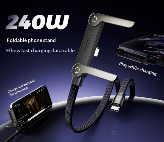 Fast Charging Foldable Bracket Data Cable 2-in-1 Data Wire